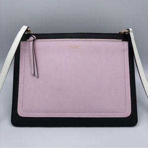 Henri Bendel W 57th Slim Convertible Lilac Black Colorblock Clutch Shoulder Bag